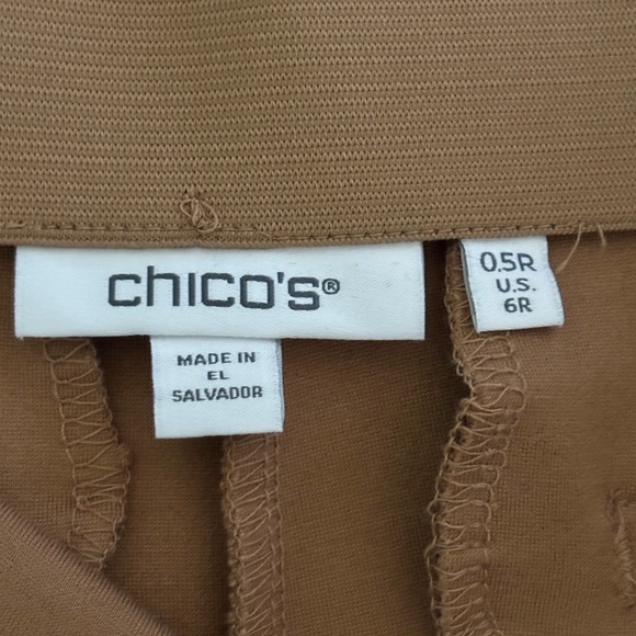 Chico's Camel colored Sailor style wide leg pants Sz 6 Medium Gold buttons - Picture 2 of 15
